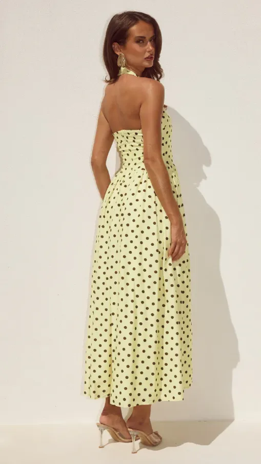 Sammi Halter Midi Dress - Lemon/Choc Polka sold by Billy J product image thumbnail 4