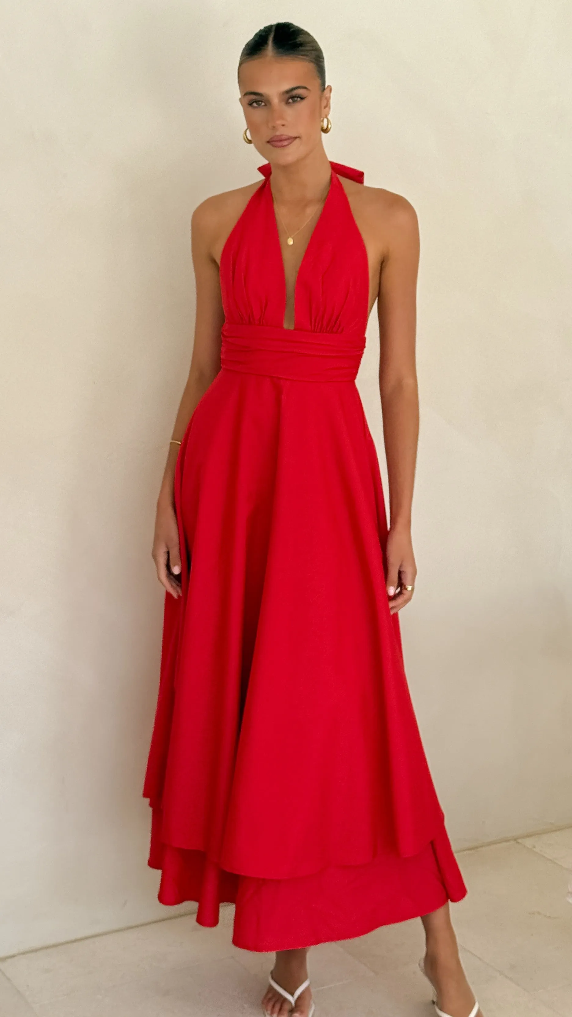 Kathy Halter Neck Maxi Dress - Red sold by Billy J product image thumbnail 5