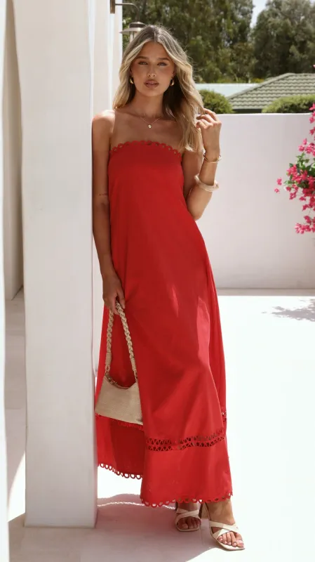 Sandra Maxi Dress - Red made by Billy J