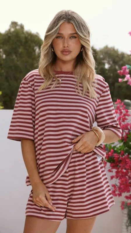 Bobby Crew Neck Tee - Red Stripe sold by Billy J