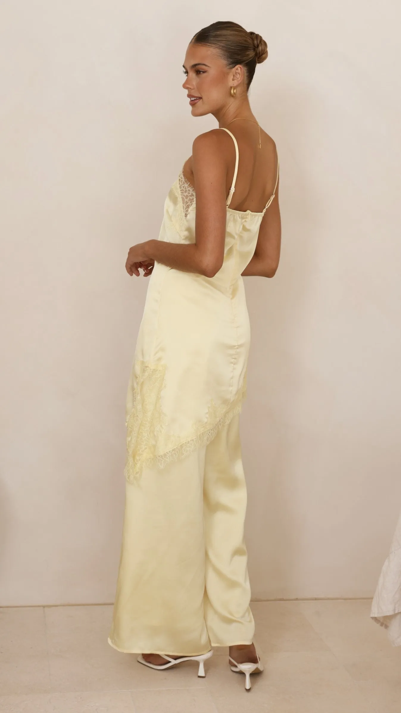 Hayleigh Asymmetrical Top and Pants Set - Yellow/Lace sold by Billy J product image thumbnail 2