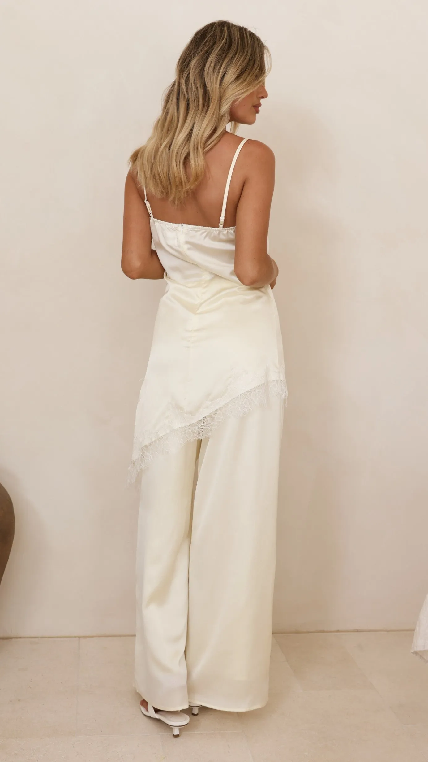 Hayleigh Asymmetrical Top and Pants Set - Cream/Lace sold by Billy J product image thumbnail 2