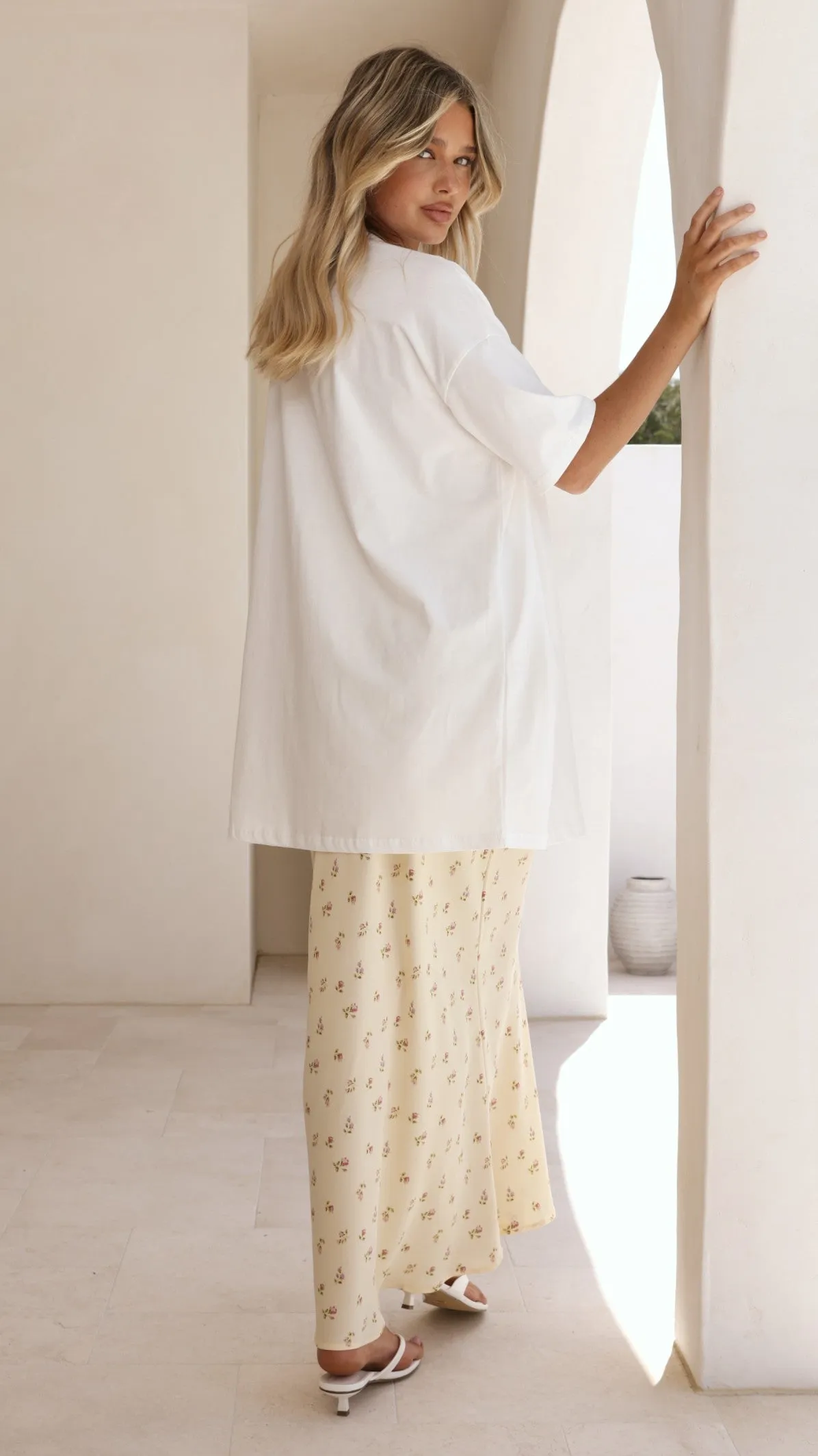 Yumi Oversized Tee and Sheer Skirt Set - White/Yellow Floral sold by Billy J product image thumbnail 3