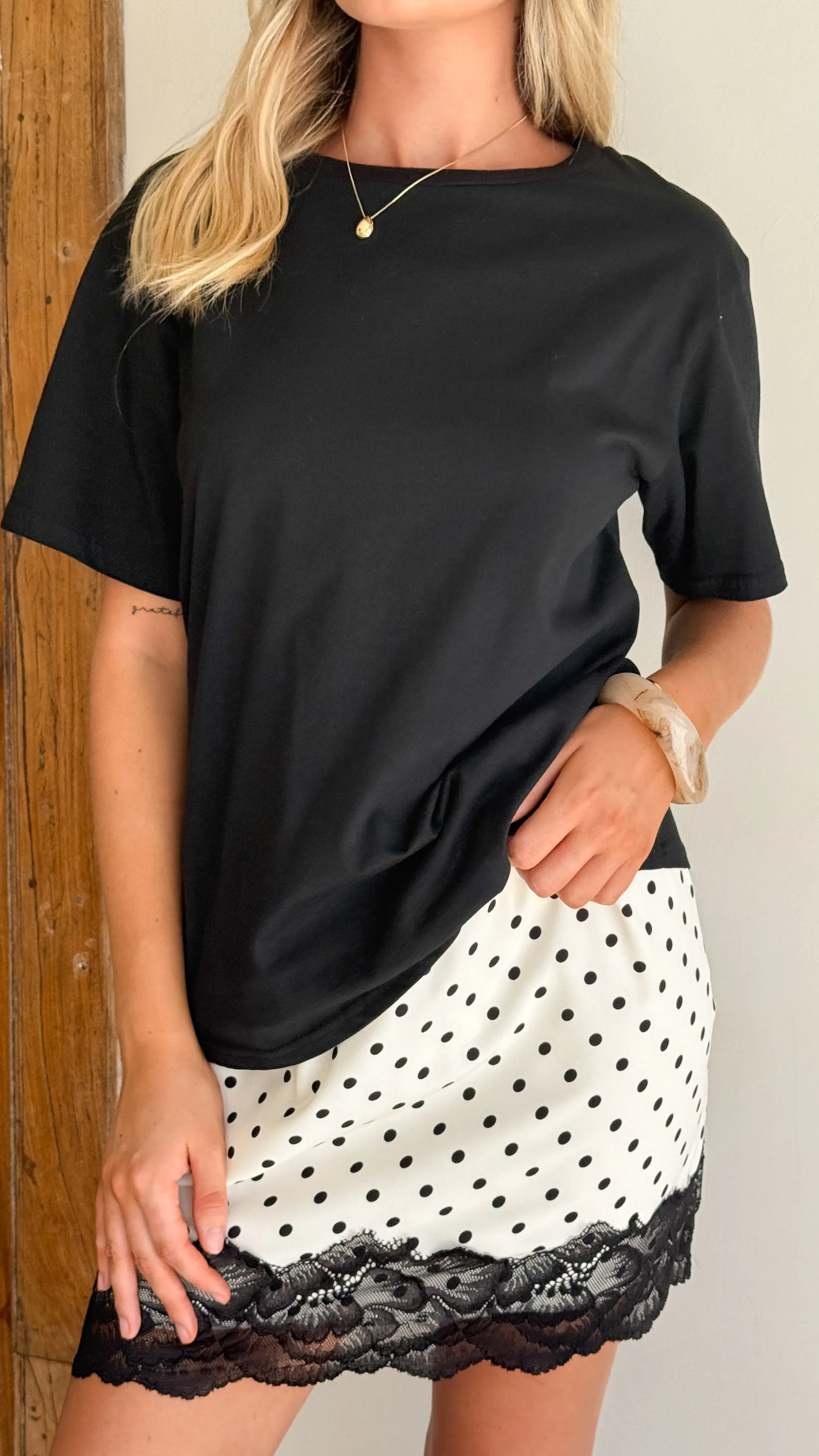 Kiki Lace Mini Skirt - Cream/Black Polka sold by Billy J product image thumbnail 5