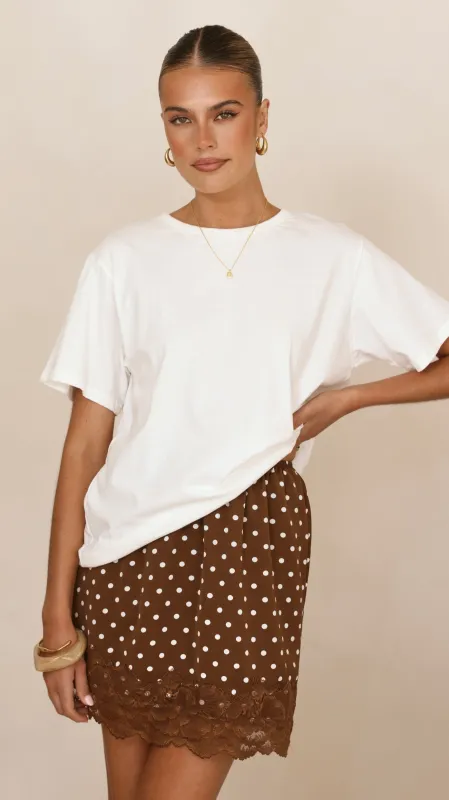 Kiki Lace Mini Skirt - Chocolate Polka sold by Billy J