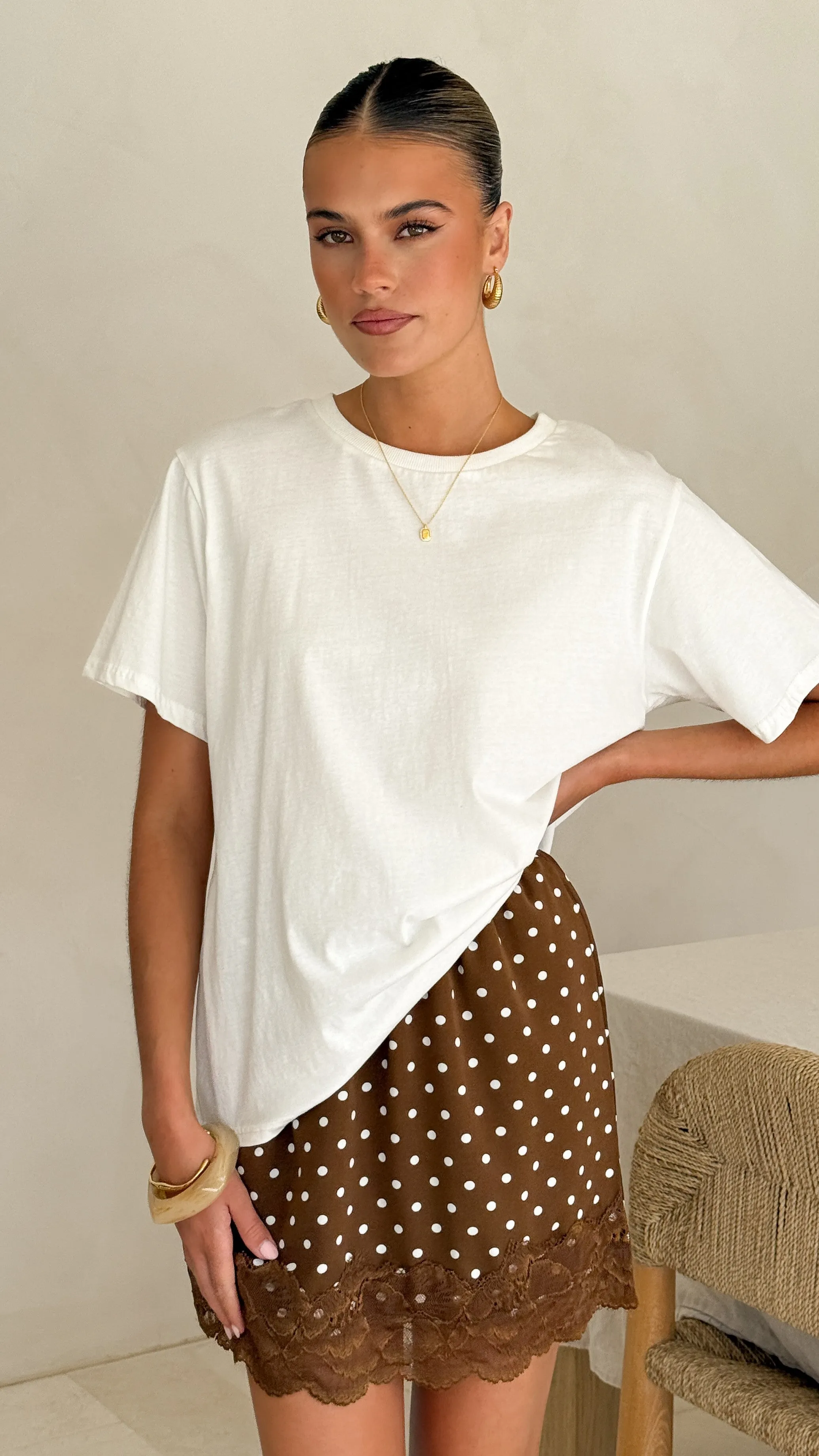 Kiki Lace Mini Skirt - Chocolate Polka sold by Billy J product image thumbnail 4