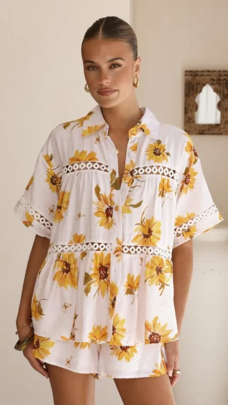 Azaria Button Up Shirt - Sunflower Print sold by Billy J