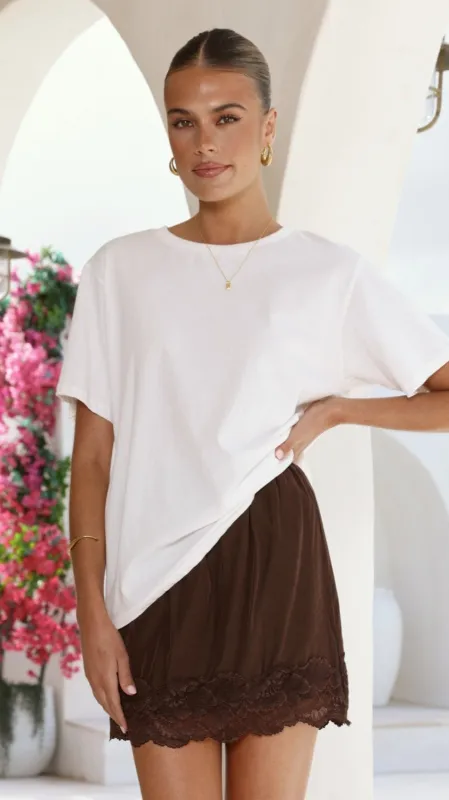 Davonne Lace Mini Skirt - Chocolate sold by Billy J