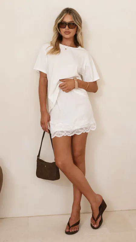 Davonne Lace Mini Skirt - White sold by Billy J