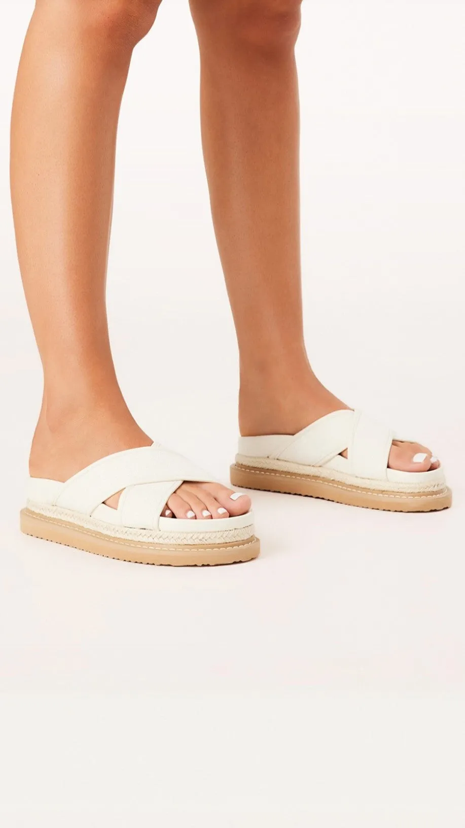 Aysha Slides - Cream Linen sold by Billy J product image thumbnail 2