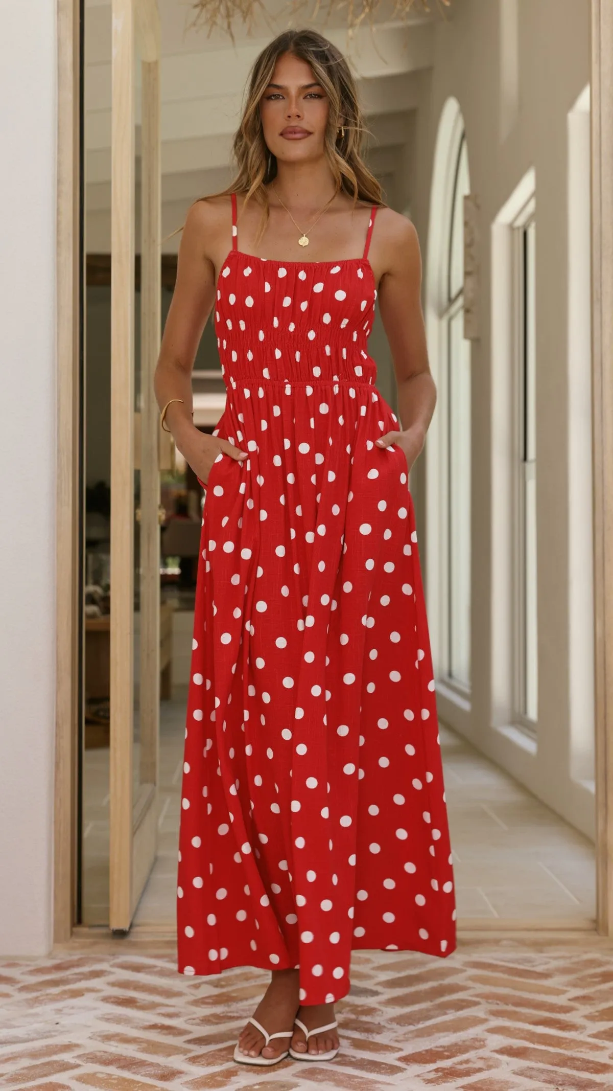 Solare Maxi Dress - Red/White Polka sold by Billy J product image thumbnail 4