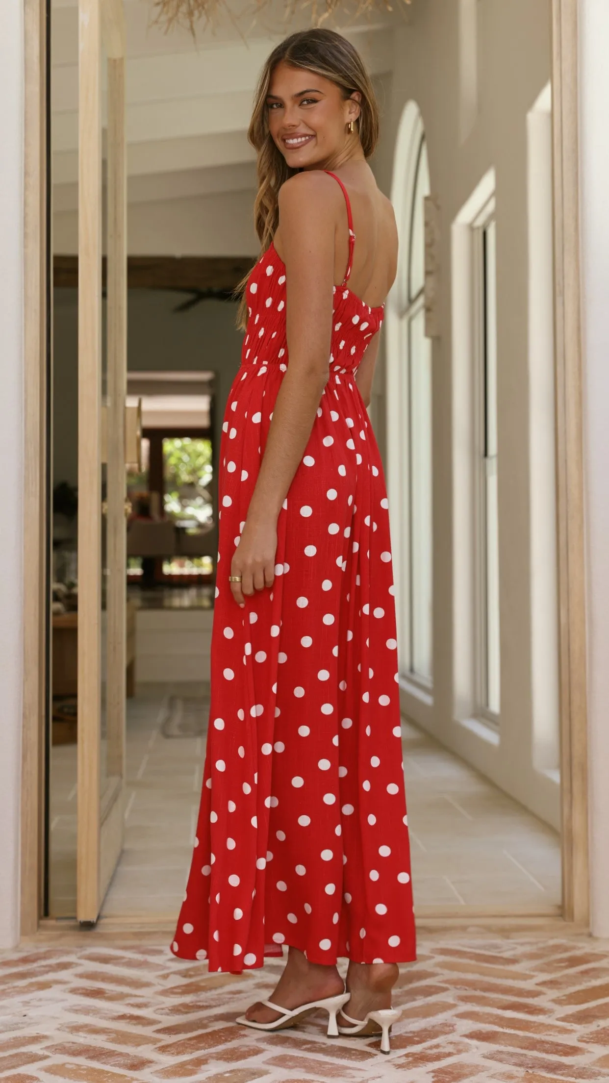 Solare Maxi Dress - Red/White Polka sold by Billy J product image thumbnail 2