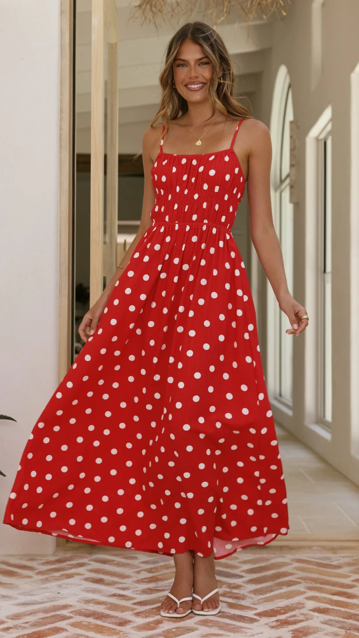 Solare Maxi Dress - Red/White Polka sold by Billy J product image thumbnail 5