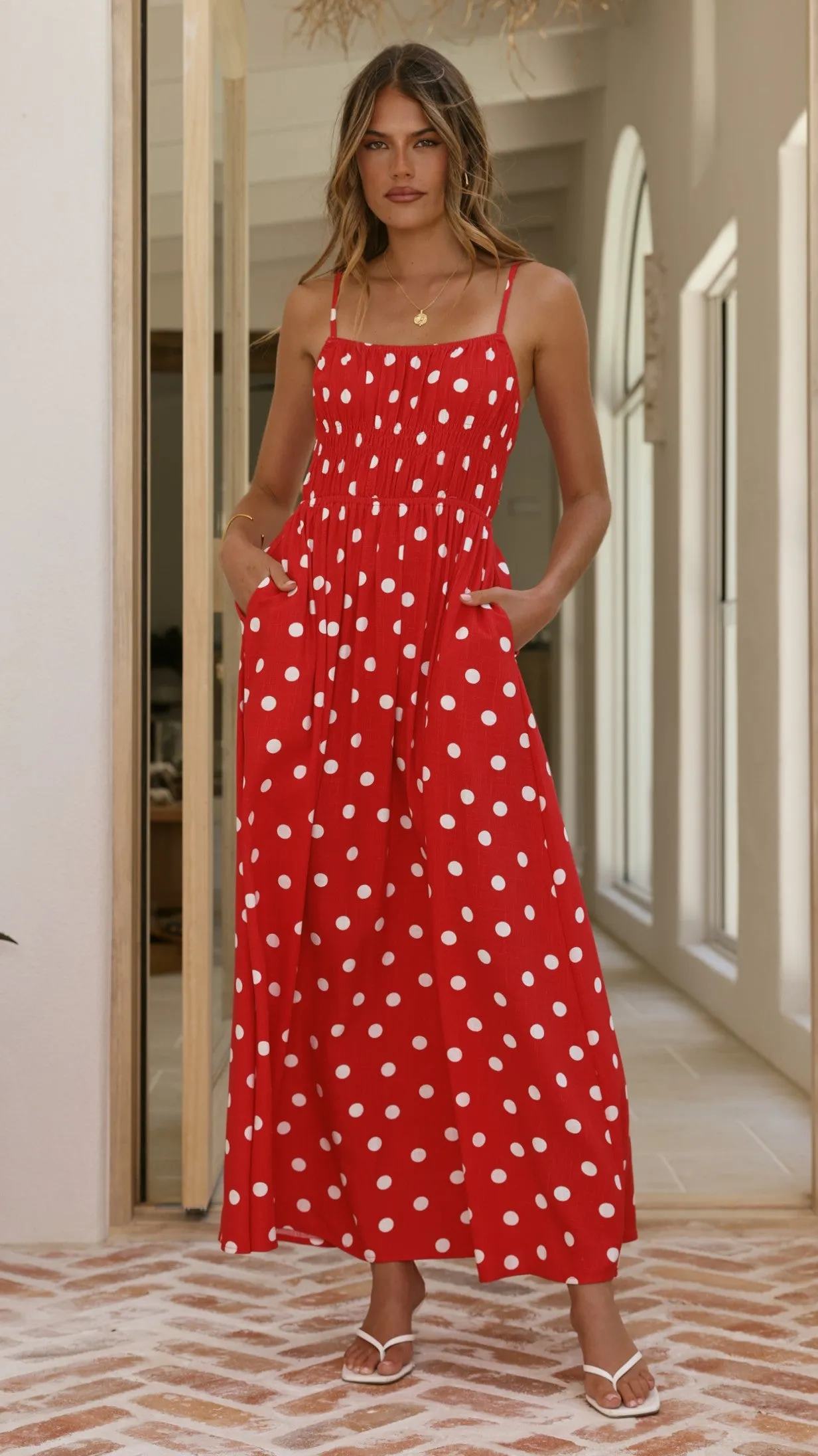 Solare Maxi Dress - Red/White Polka sold by Billy J product image thumbnail 3