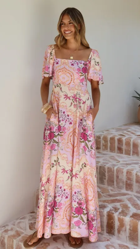 Tamar Maxi Dress - Pink Floral sold by Billy J
