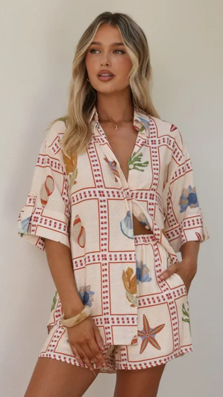 Zelah Button Up Shirt and Shorts Set - Penida Print made by Billy J