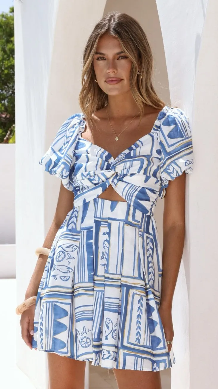 Tasha Puff Sleeve Mini Dress - Coastal Escape sold by Billy J