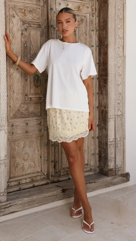 Kiki Lace Mini Skirt - Yellow Floral sold by Billy J