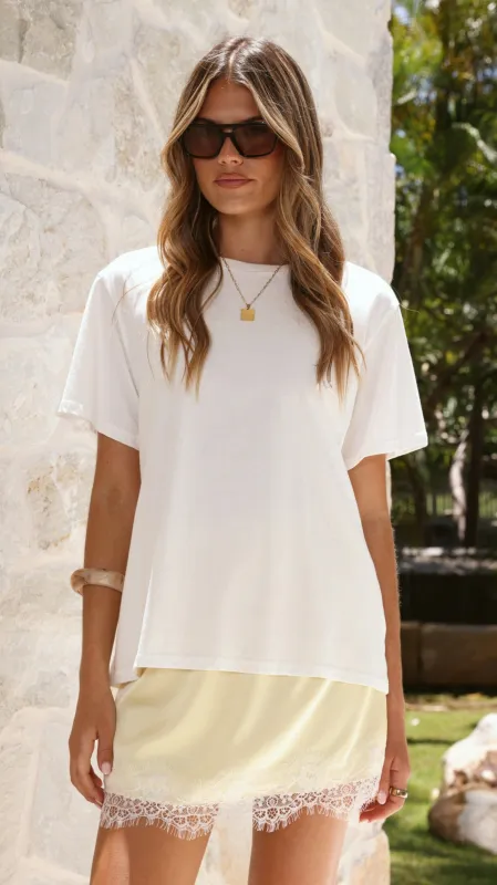 Elizabella Lace Mini Skirt - Yellow sold by Billy J