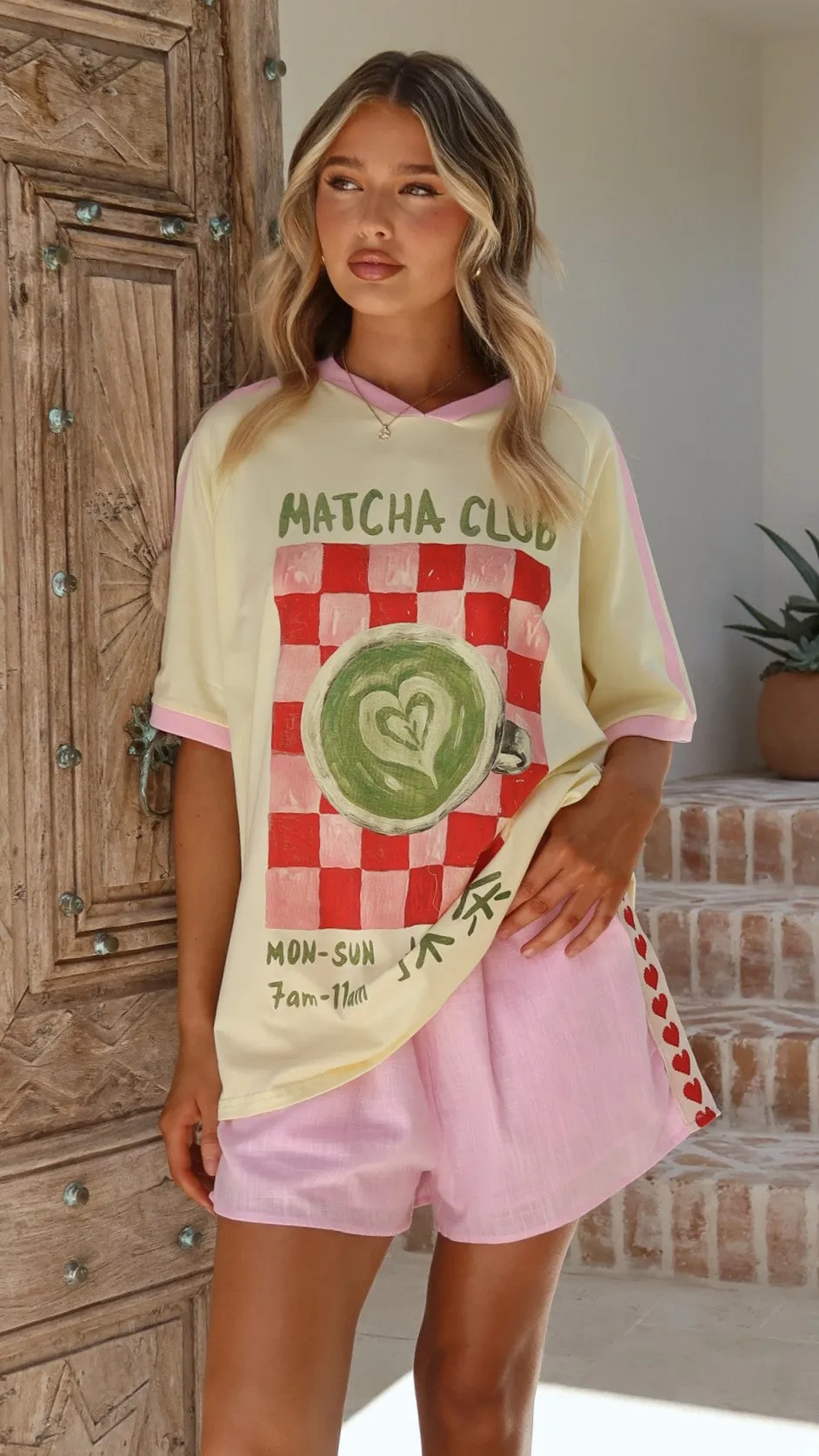 Matcha Club Oversized Tee - Yellow / Pink sold by Billy J product image thumbnail 5