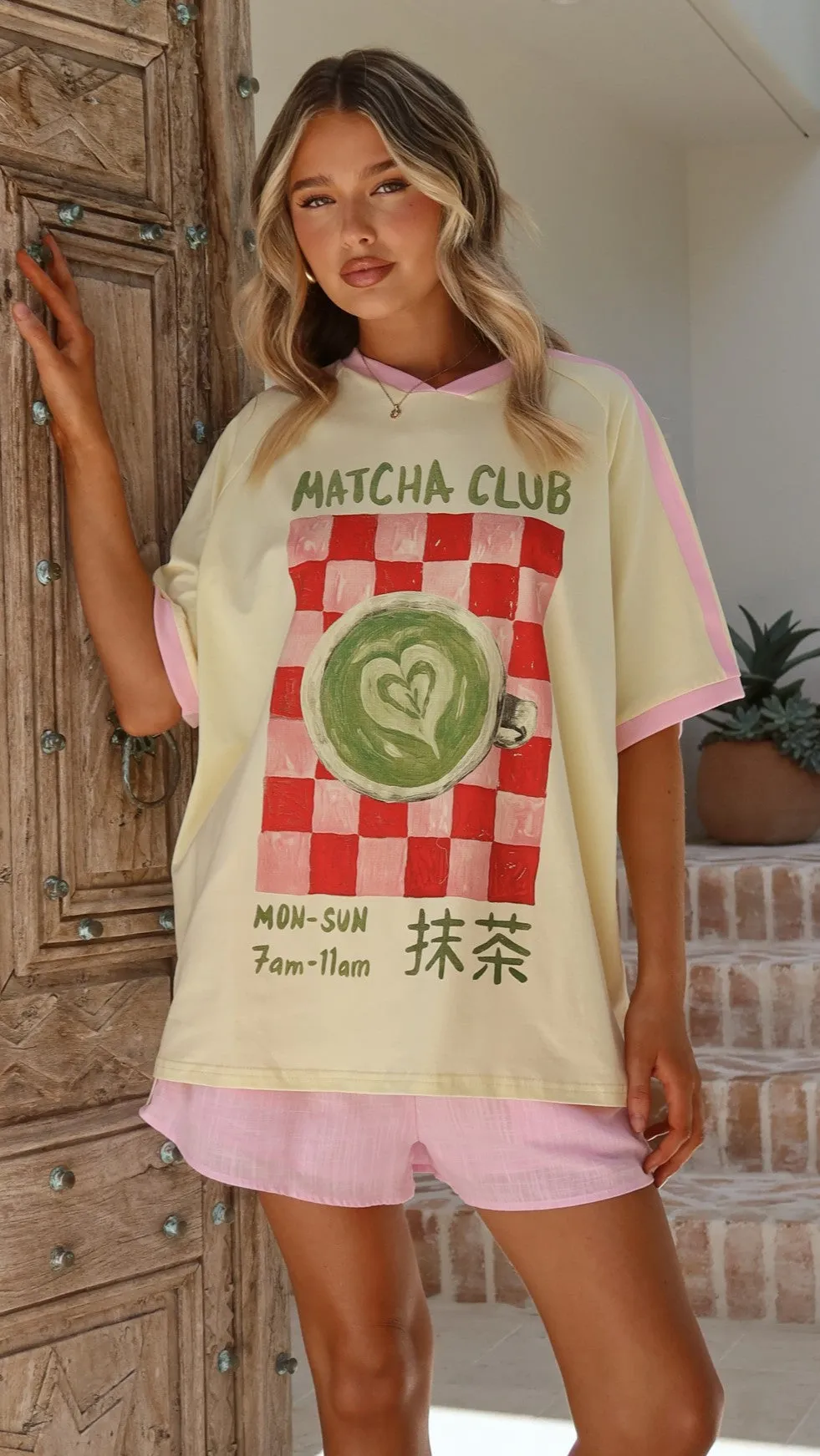 Matcha Club Oversized Tee - Yellow / Pink sold by Billy J product image thumbnail 4