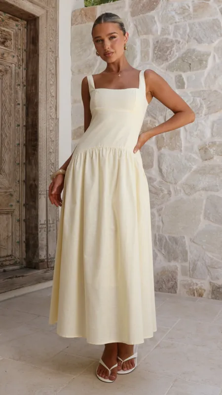 Lucy Drop Waist Maxi Dress - Butter sold by Billy J