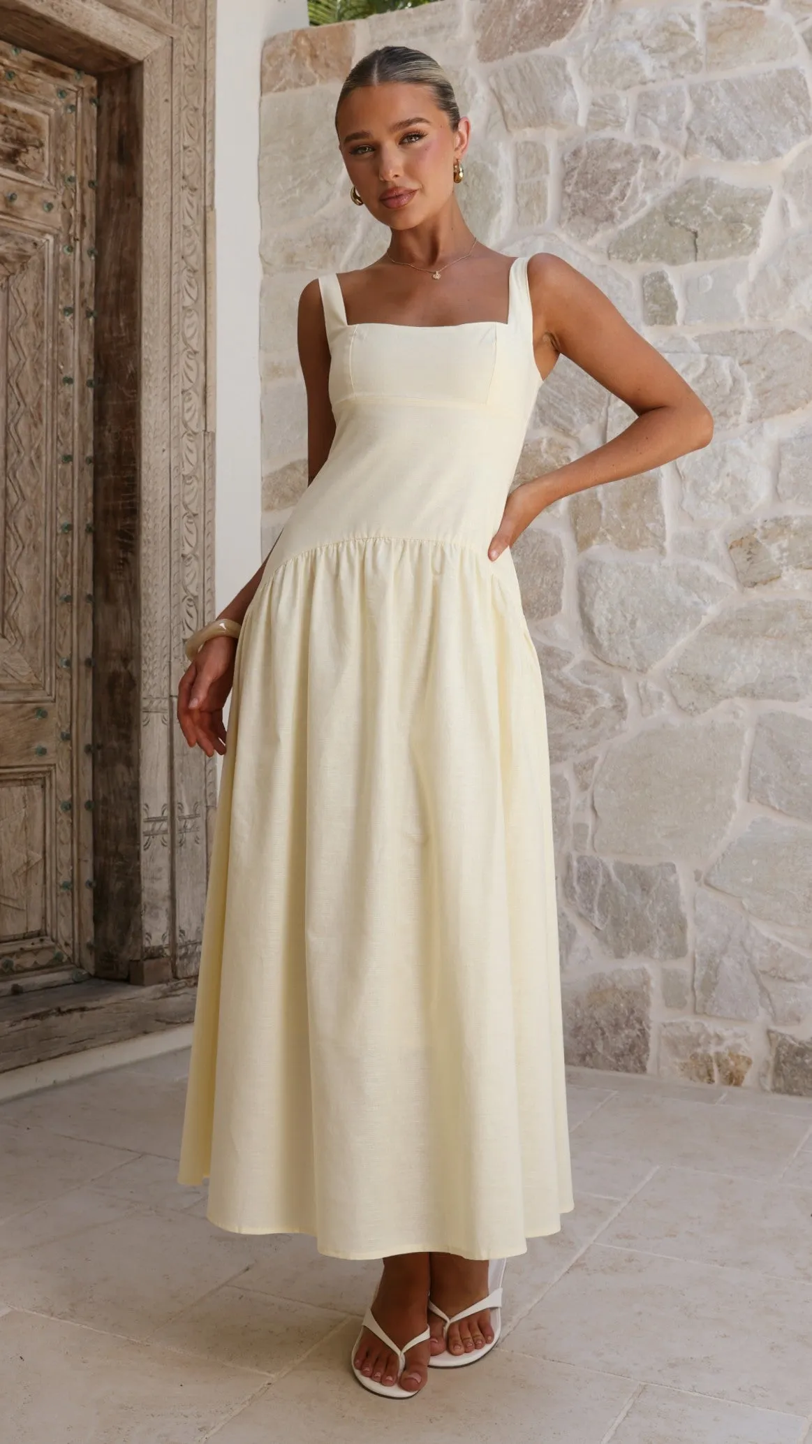 Lucy Drop Waist Maxi Dress - Butter sold by Billy J