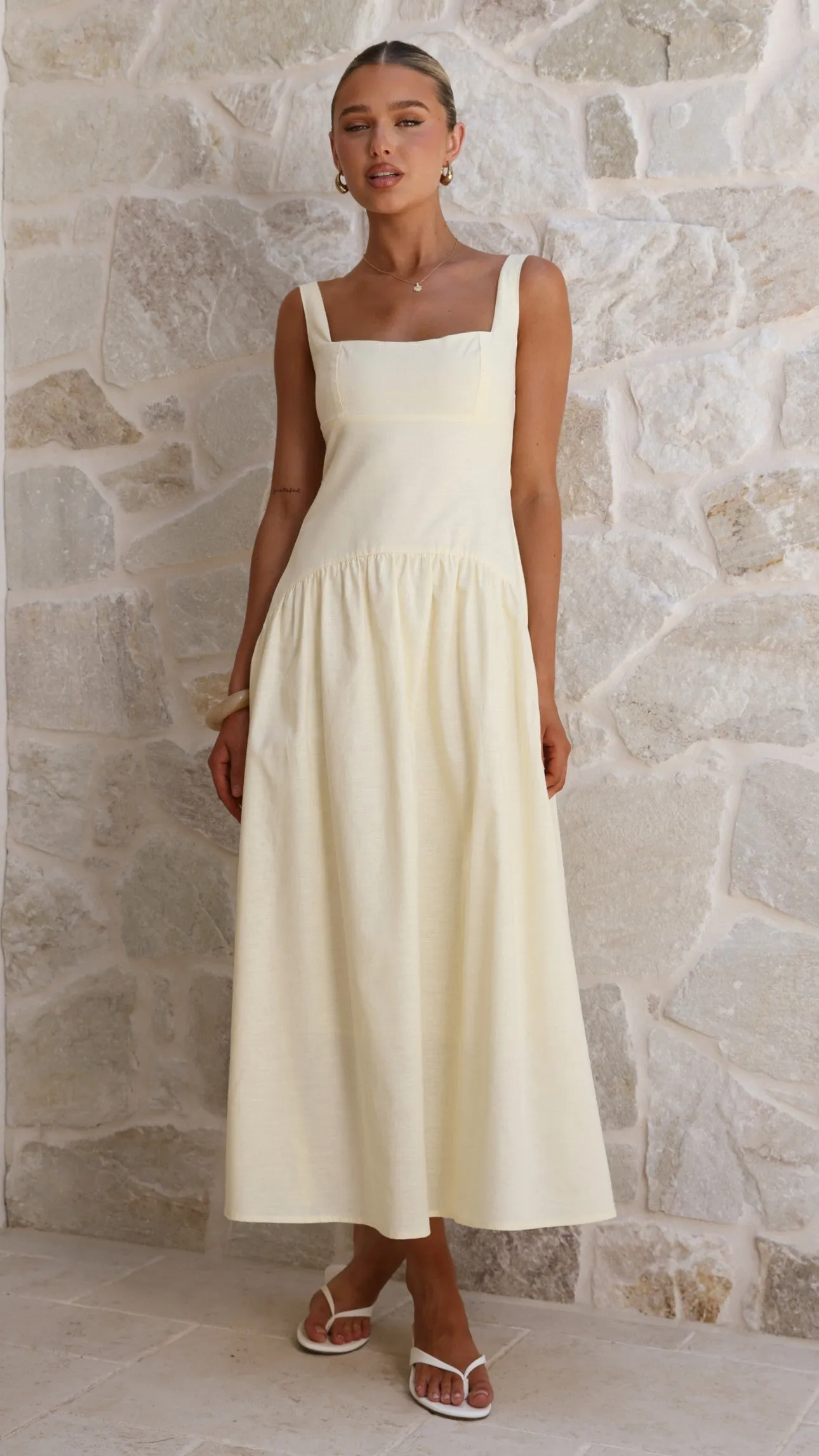Lucy Drop Waist Maxi Dress - Butter sold by Billy J product image thumbnail 3
