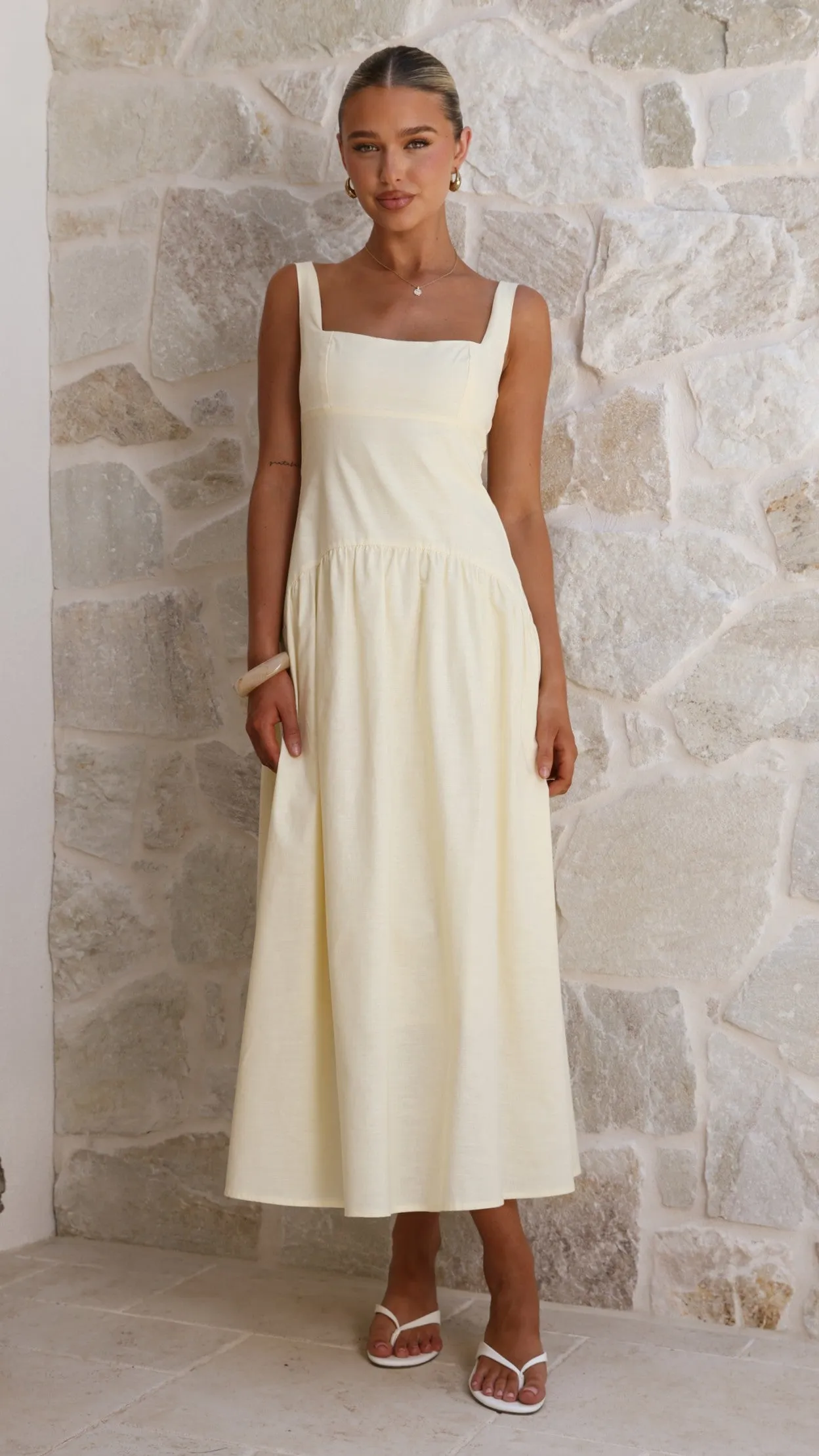 Lucy Drop Waist Maxi Dress - Butter sold by Billy J product image thumbnail 4