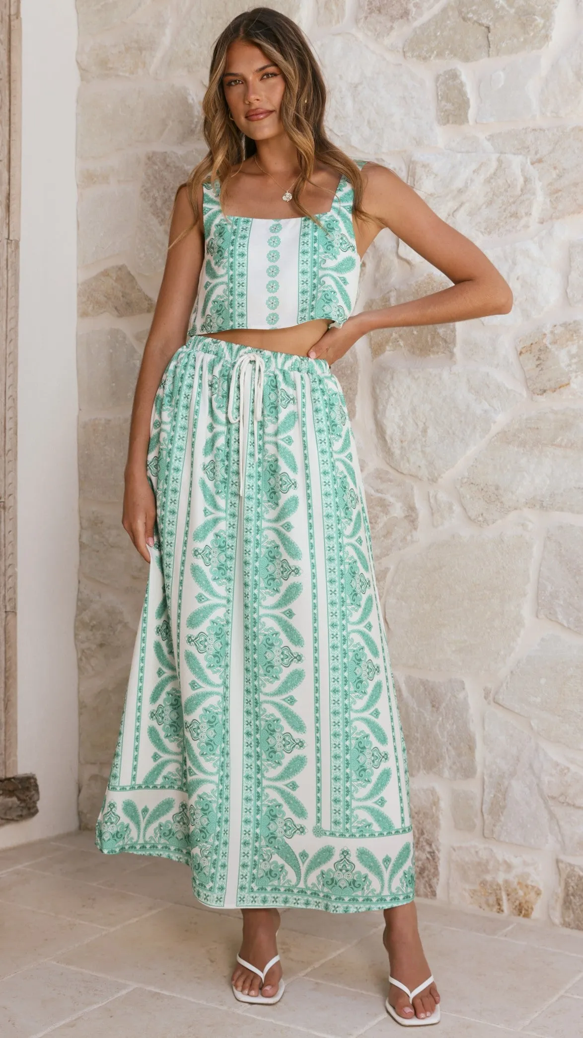 Jasmine Maxi Skirt - Green Aztec sold by Billy J product image thumbnail 4
