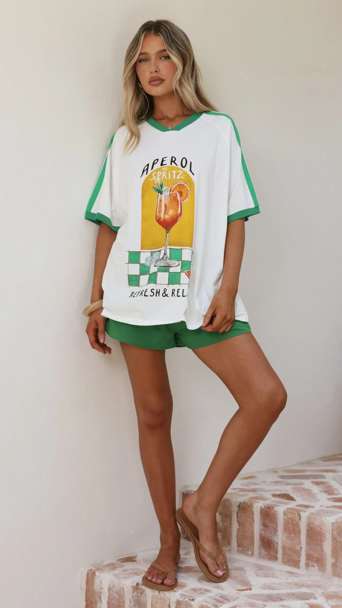 Aperol Spritz Oversized Tee - White / Green sold by Billy J product image thumbnail 3