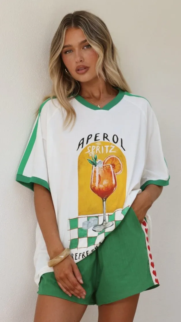 Aperol Spritz Oversized Tee - White / Green sold by Billy J