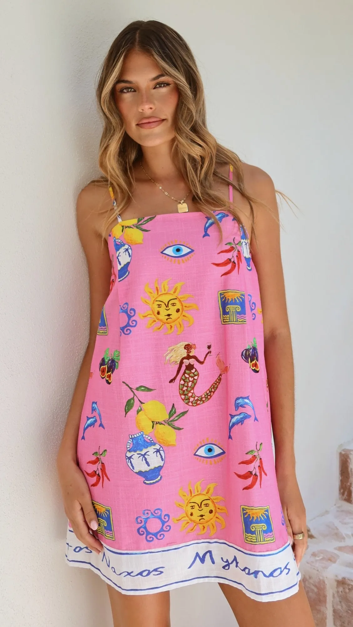 Bethani Mini Dress - Greek Island Print sold by Billy J