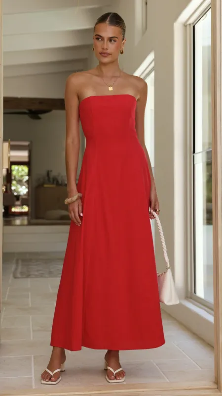 Astrid Strapless Maxi Dress - Red sold by Billy J