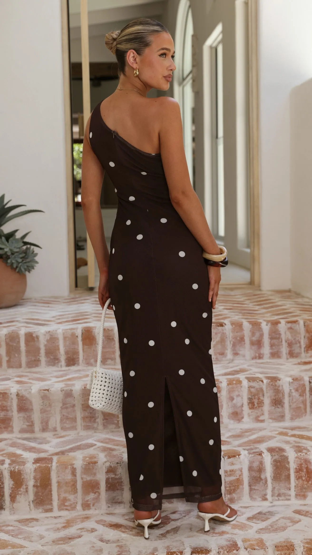 Cataleya Maxi Dress - Brown / White Polka Dot sold by Billy J product image thumbnail 2