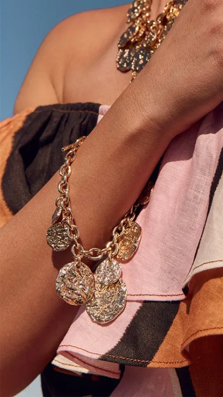 Molten Metal Disc Bracelet - Gold sold by Billy J