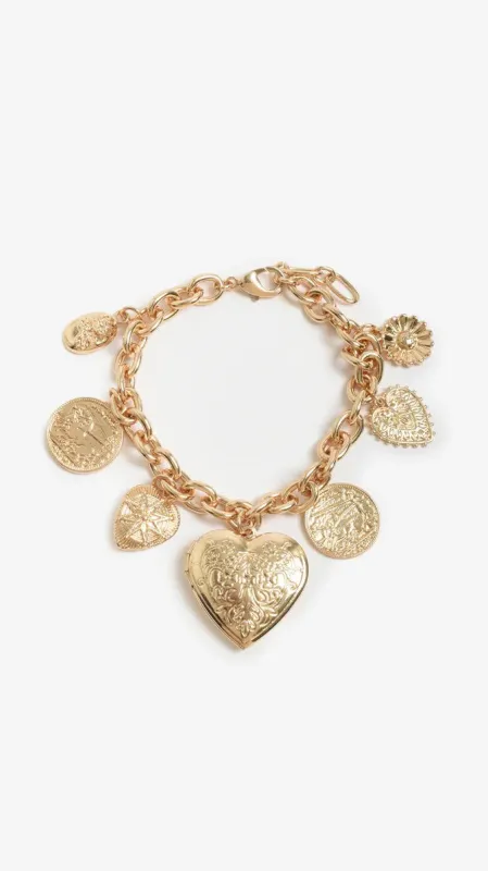 My Vintage Heart Charm Bracelet - Gold sold by Billy J