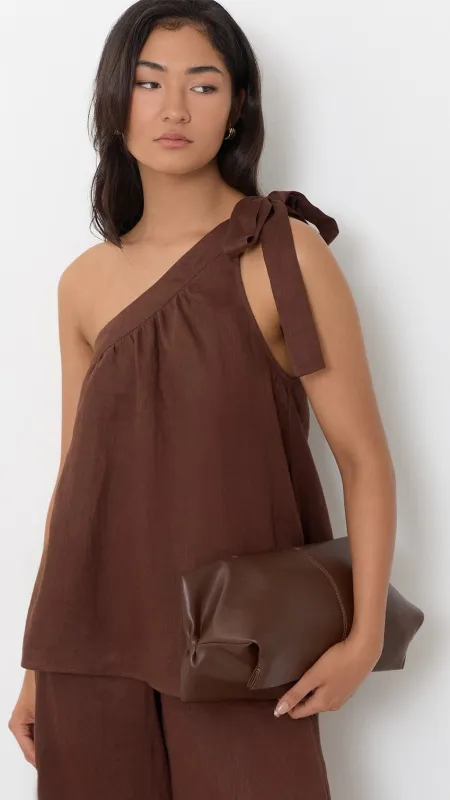 Semi Structured Fold Over Clutch - Chocolate sold by Billy J