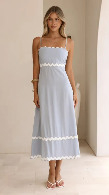Seraphina Midi Dress - Blue/White sold by Billy J