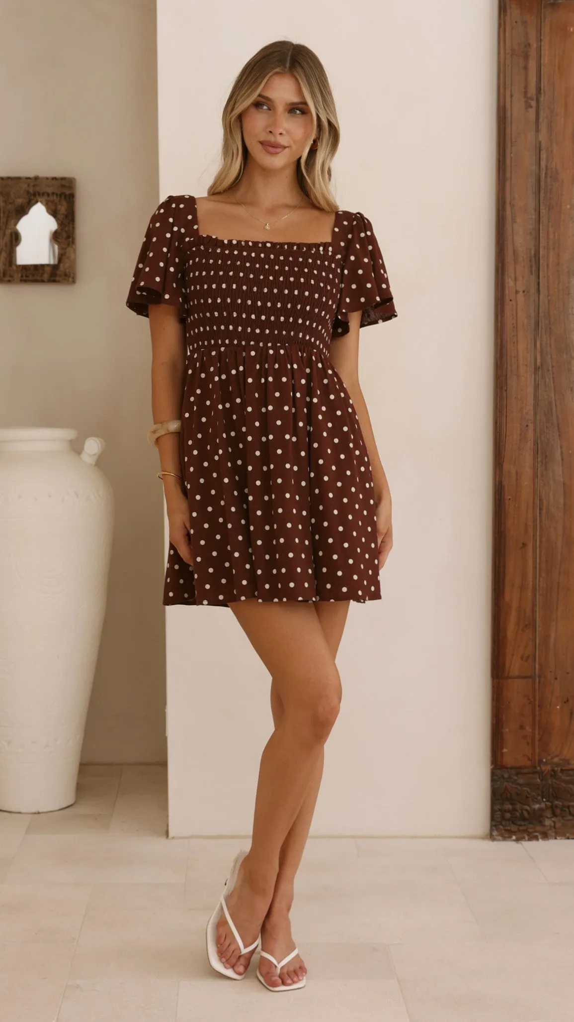 Molly Mini Dress - Chocolate/Nude Spot sold by Billy J product image thumbnail 3