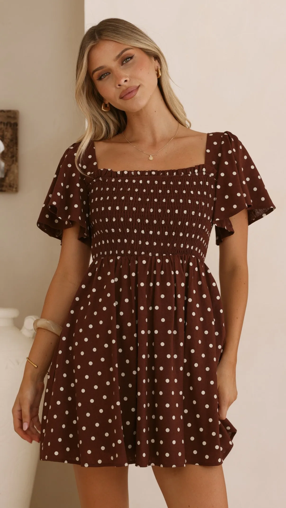 Molly Mini Dress - Chocolate/Nude Spot sold by Billy J product image thumbnail 4