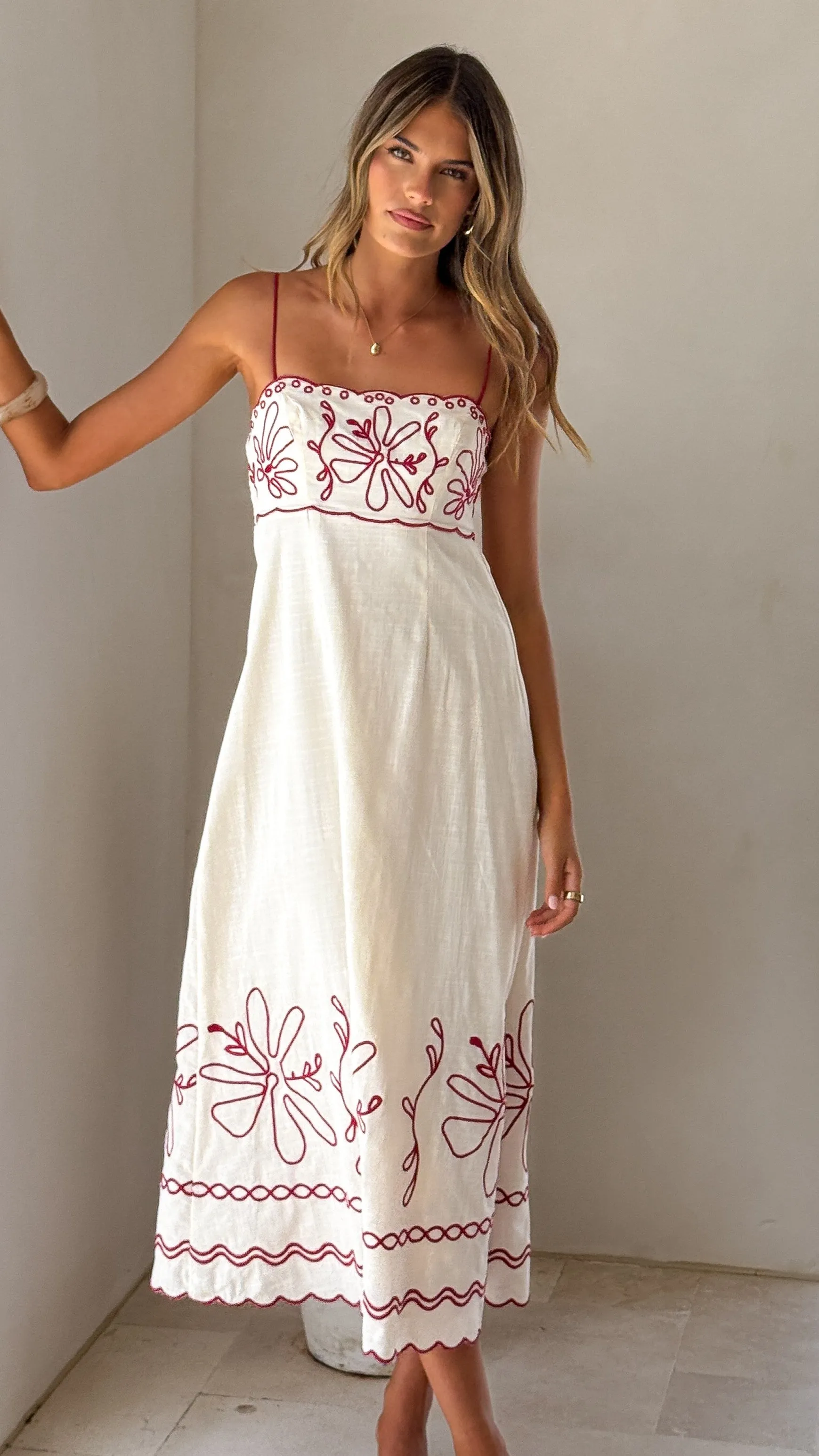 Mira Maxi Dress - Cream/Red sold by Billy J product image thumbnail 4