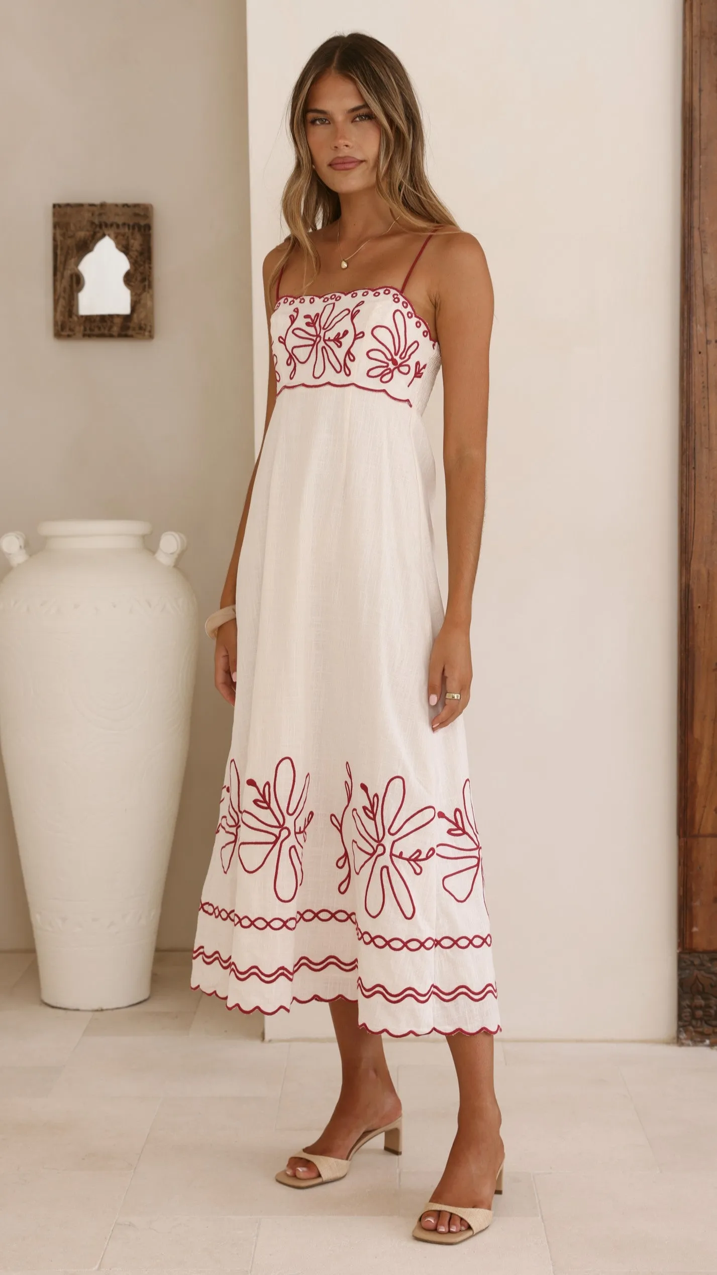 Mira Maxi Dress - Cream/Red sold by Billy J product image thumbnail 5