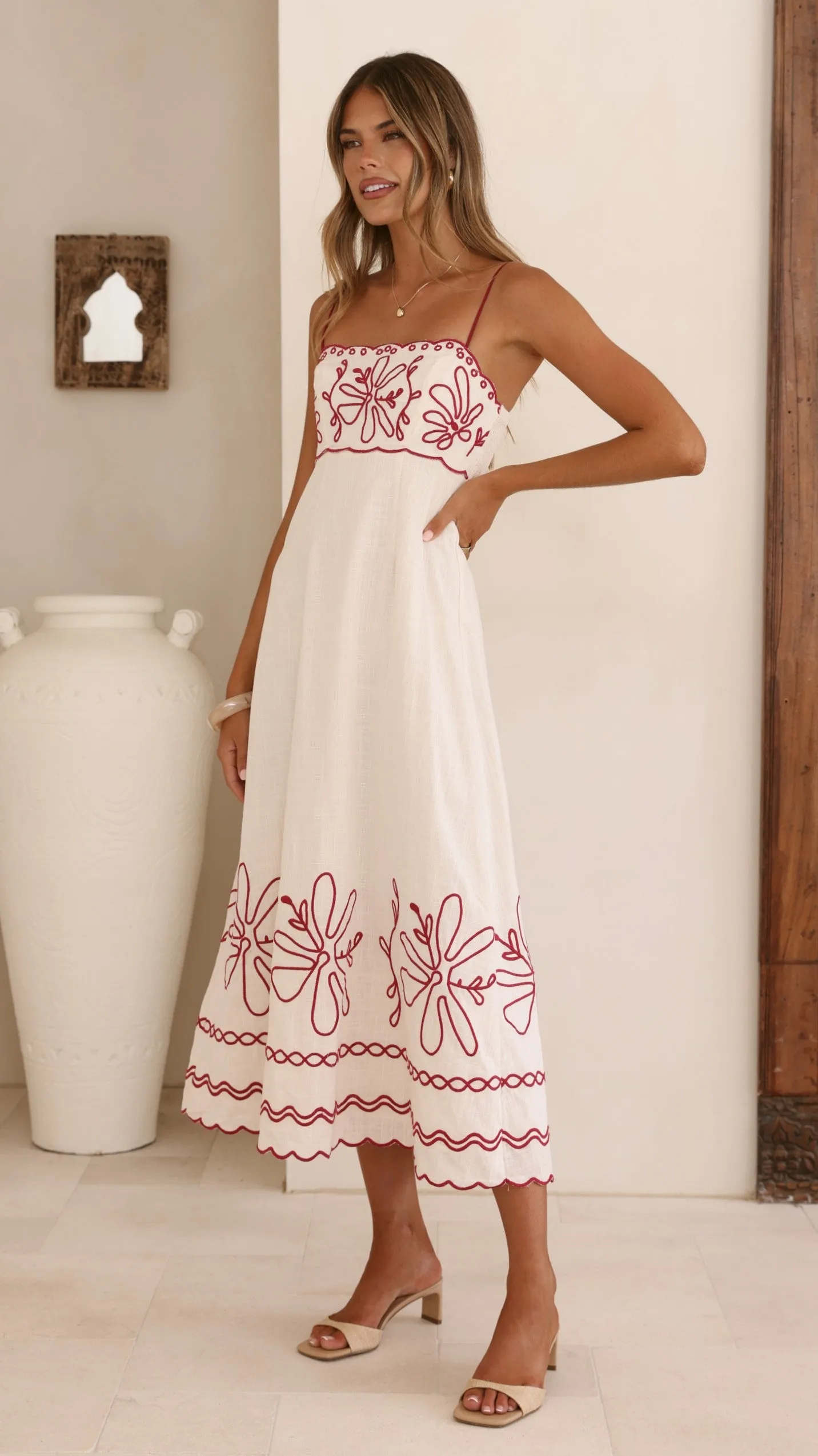 Mira Maxi Dress - Cream/Red sold by Billy J product image thumbnail 3