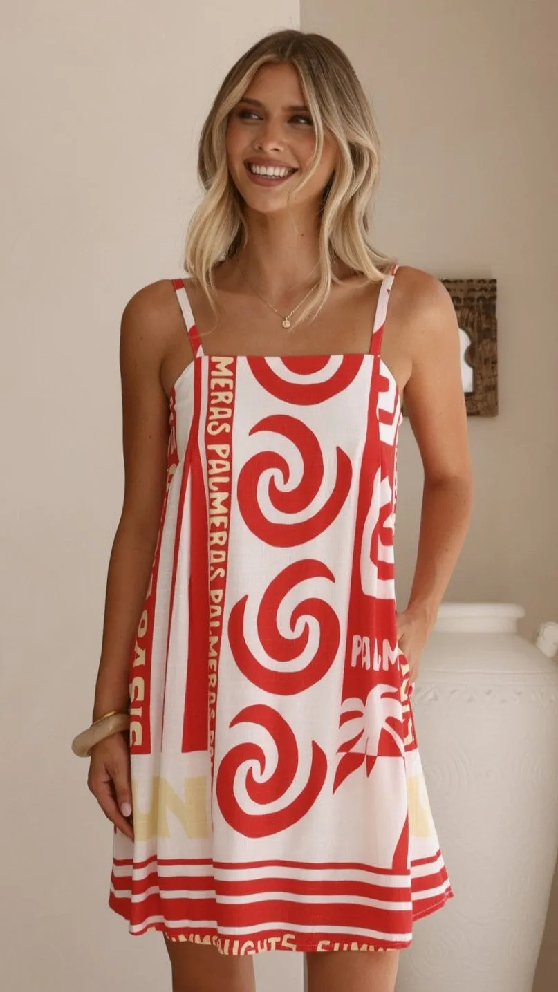 Delilah Mini Dress - Palmeras Print sold by Billy J