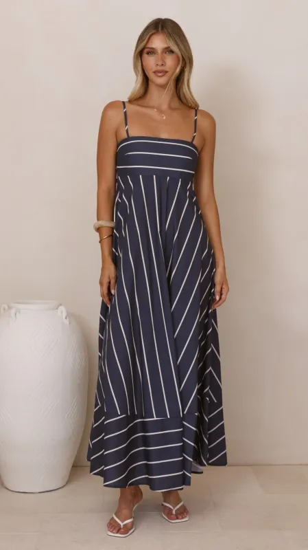 Kaethe Maxi Dress - Navy/White Stripe sold by Billy J