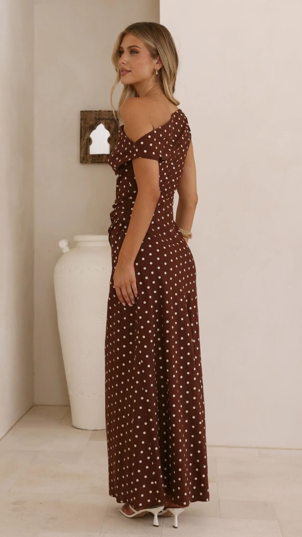 Gigi Maxi Dress - Chocolate/Nude Spot sold by Billy J product image thumbnail 3