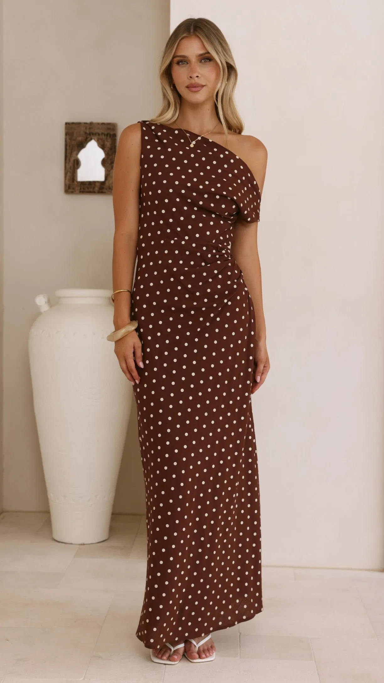 Gigi Maxi Dress - Chocolate/Nude Spot sold by Billy J product image thumbnail 4