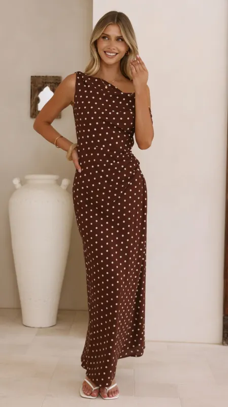 Gigi Maxi Dress - Chocolate/Nude Spot sold by Billy J