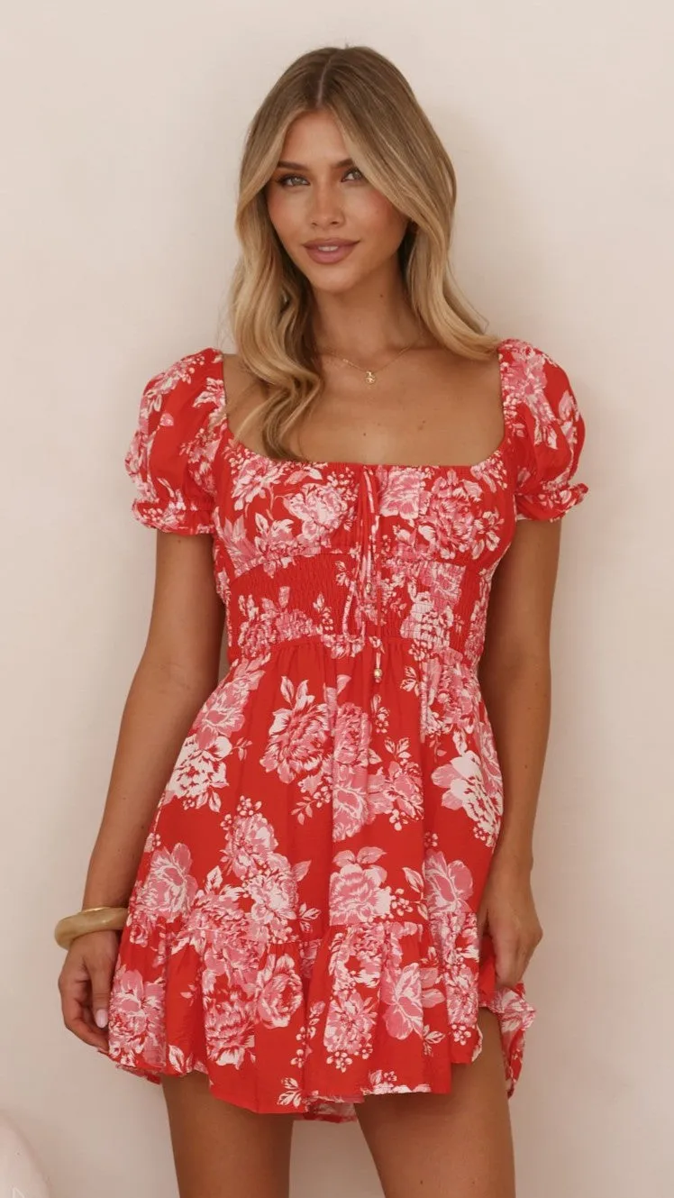 Kori Mini Dress - Red Floral sold by Billy J